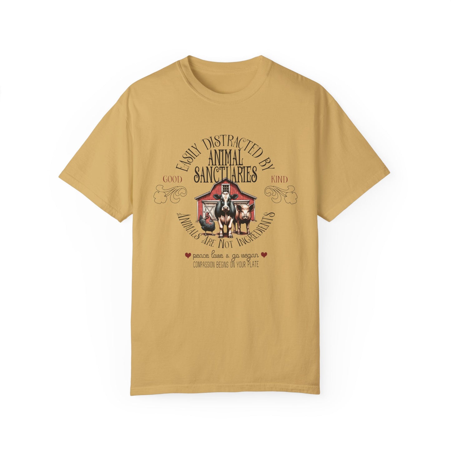 Easily Distracted by Animal Sanctuaries Vegan Tee Shirt in Light Colors {Unisex}