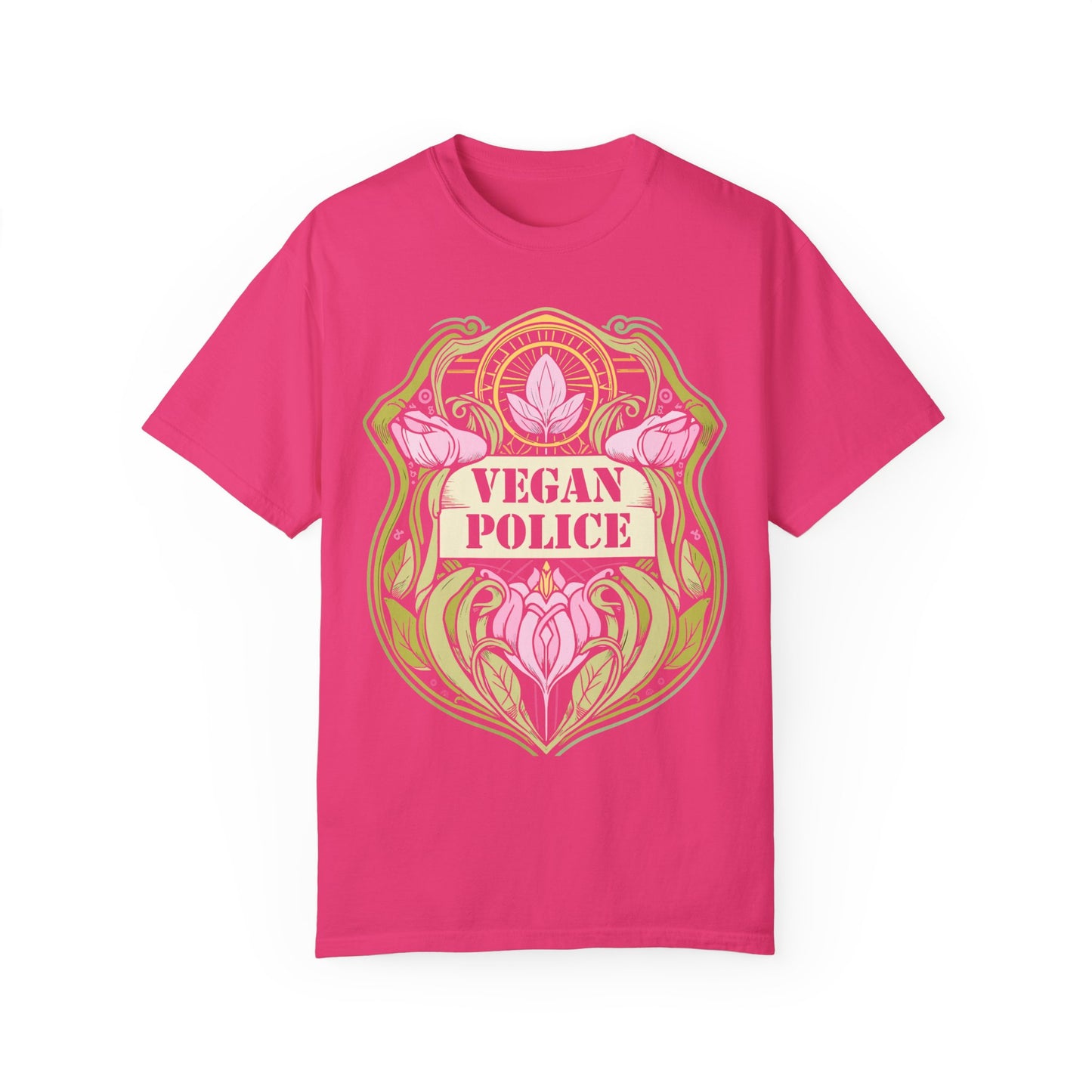 Vegan Police Tee Shirt in Pinks and Purples {Unisex}
