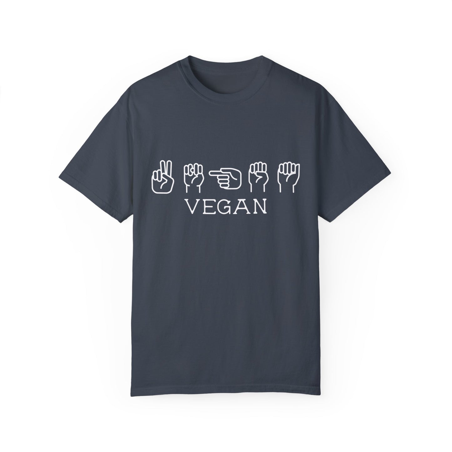 Vegan American Sign Language Tee Shirt in Dark Colors {Unisex}
