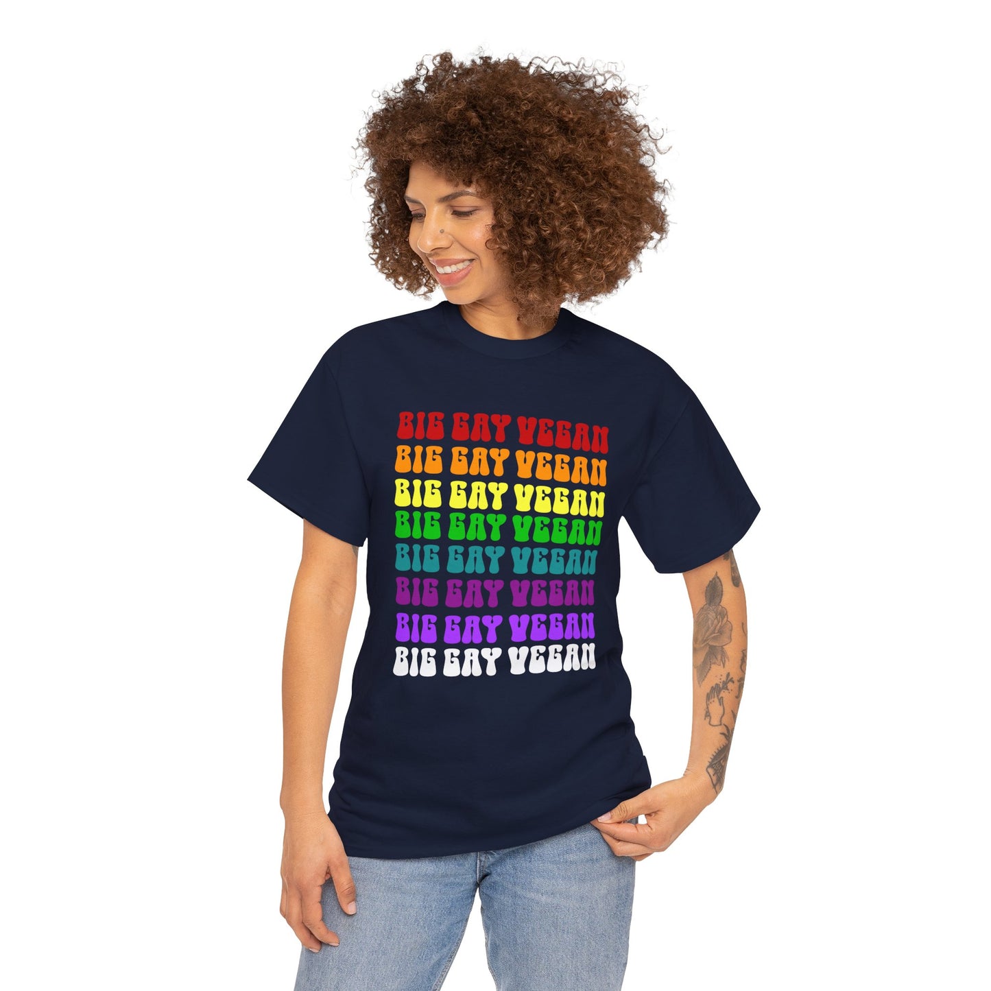 Big Gay Vegan Tee Shirt in Navy {Unisex}
