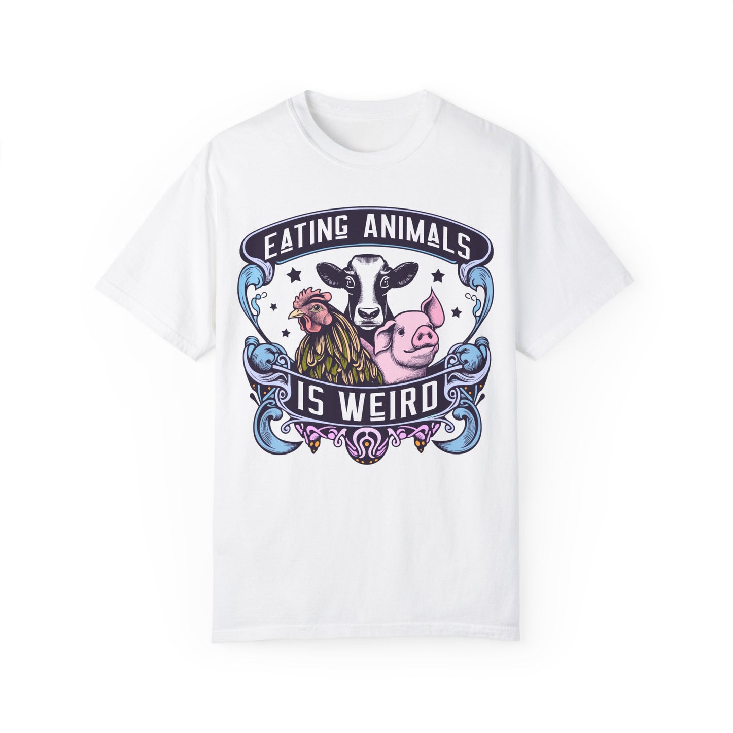 Eating Animals is Weird Vegan T-Shirt in Blues {Unisex}