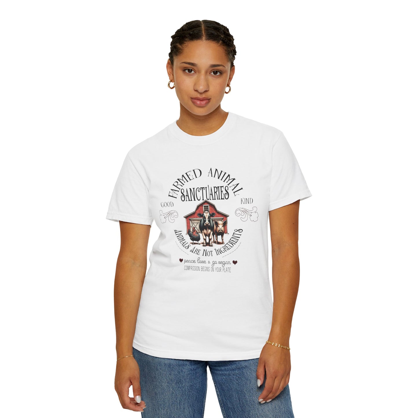 Farmed Animal Sanctuaries Vegan Tee Shirt in Light Colors {Unisex}
