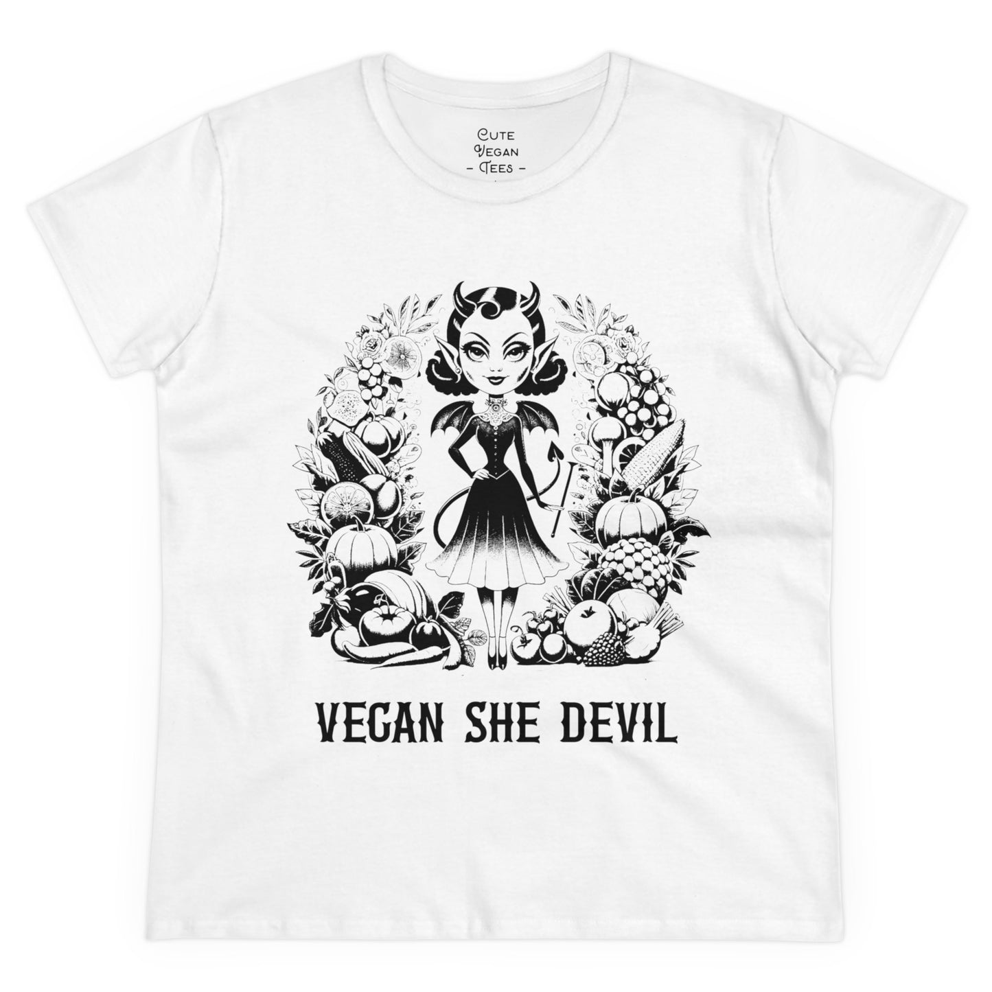 Vegan She Devil T-Shirt in White or Ash {Women's}