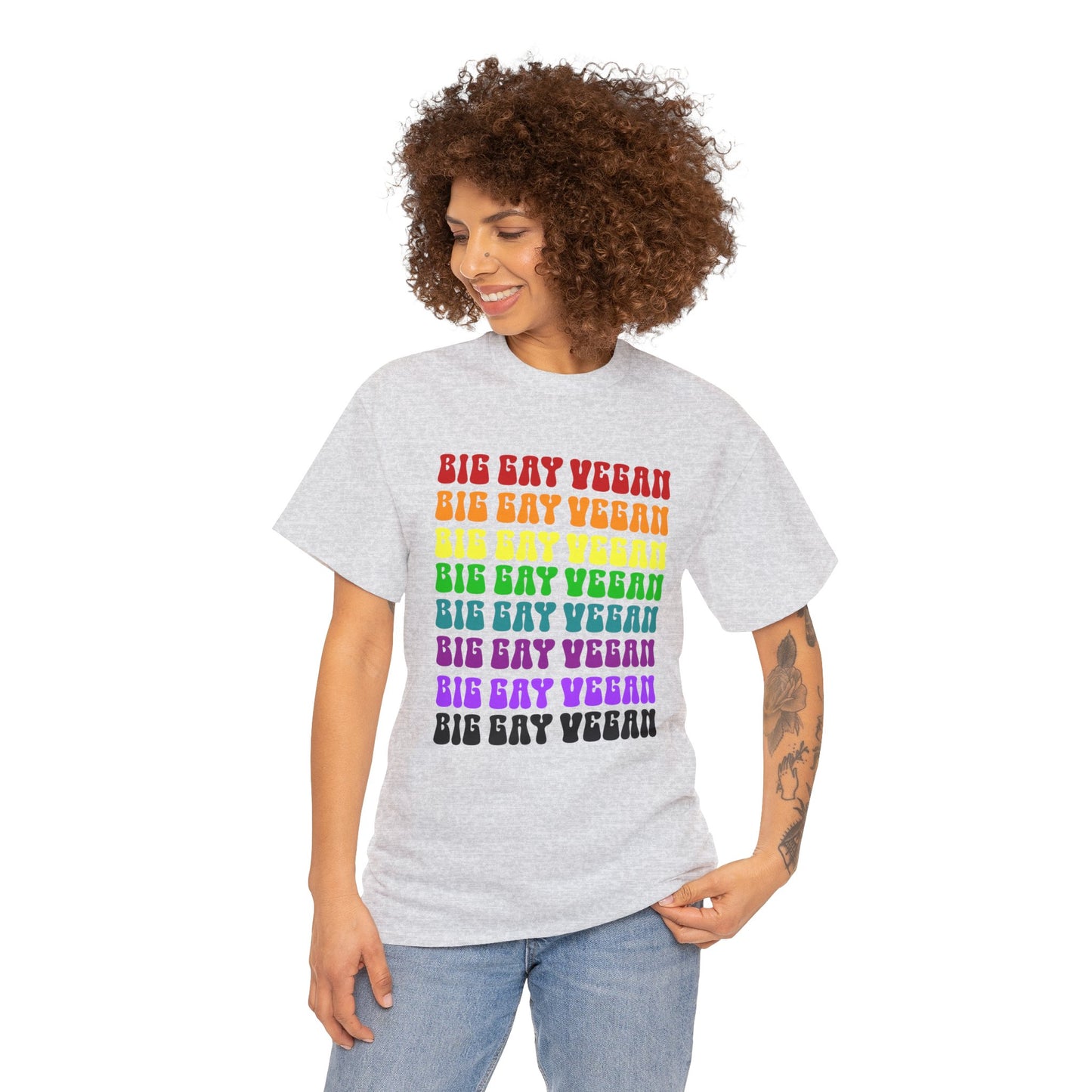 Big Gay Vegan Tee Shirt in Gray {Unisex}