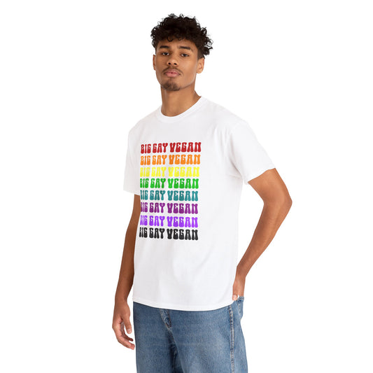 Big Gay Vegan Tee Shirt in White {Unisex}