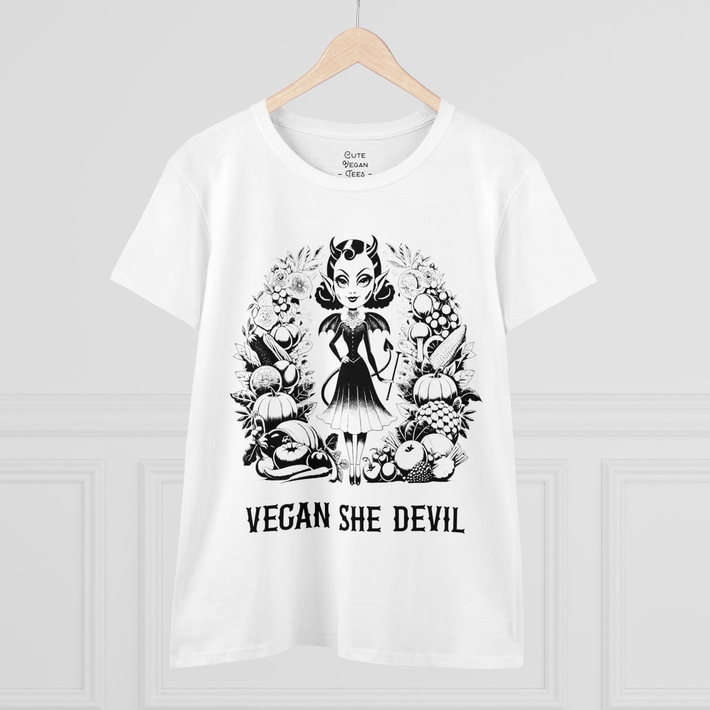 Vegan She Devil T-Shirt in White or Ash {Women's}
