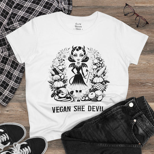 Vegan She Devil T-Shirt in White or Ash {Women's}