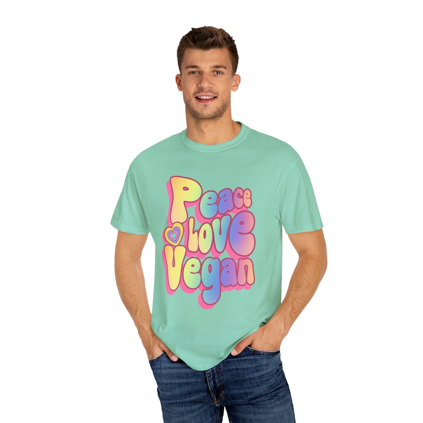 Peace Love Vegan Garment-Dyed Cotton T-shirt {Unisex}
