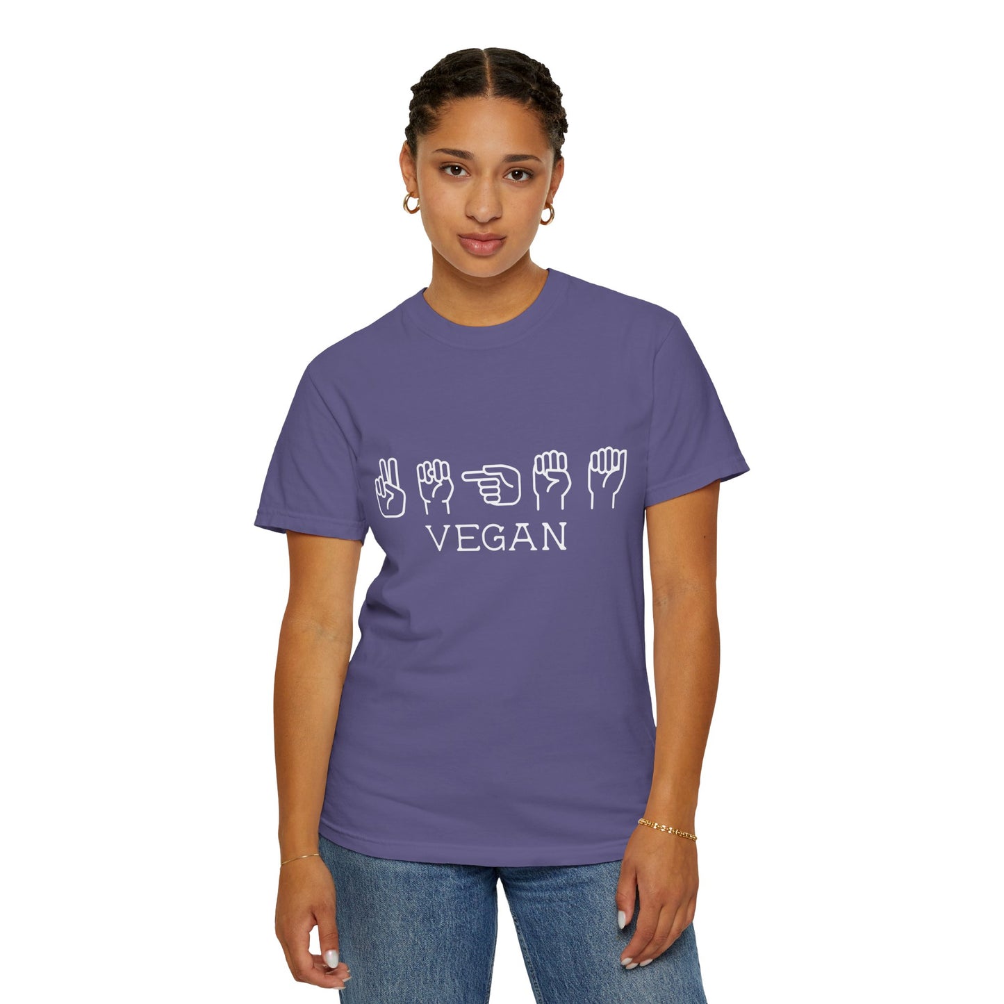 Vegan American Sign Language Tee Shirt in Dark Colors {Unisex}