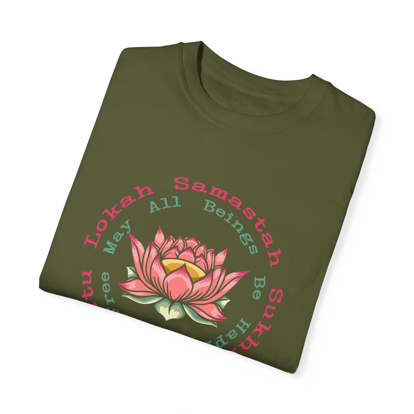 Lokah Samastah Sukhino Bhavantu Vegan Tee Shirt in Dark Colors {Unisex}