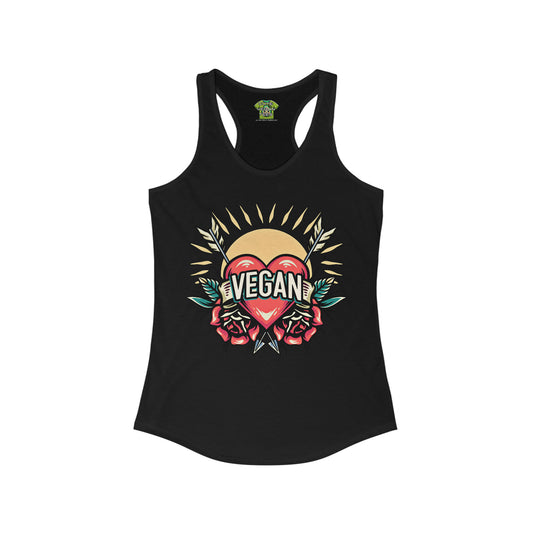 Vegan Hearts and Arrows Tank in Black {Women's)