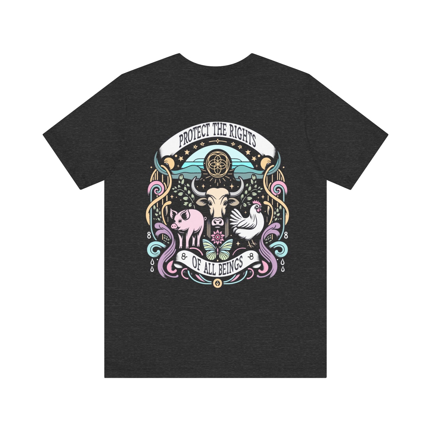 Protect the Rights of All Beings Vegan T-Shirt in Gray and Navy {Unisex}