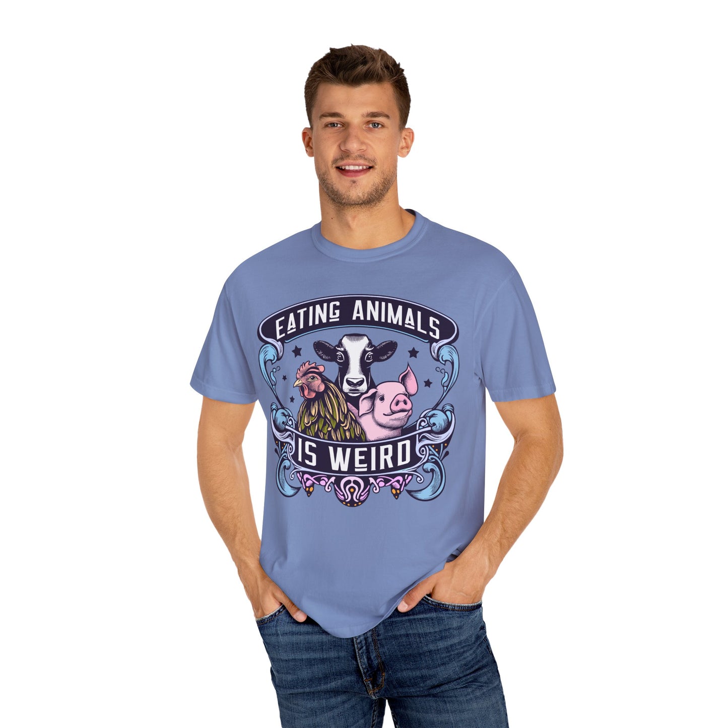 Eating Animals is Weird Vegan T-Shirt in Blues {Unisex}