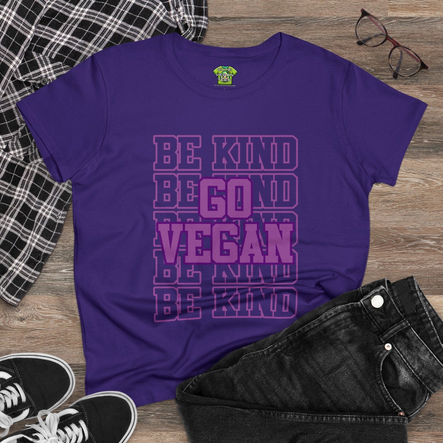 Be Kind Go Vegan T-Shirt in Purple {Women's}