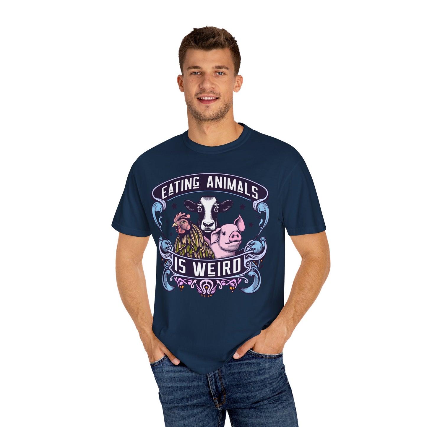 Eating Animals is Weird Vegan T-Shirt in Blues {Unisex}