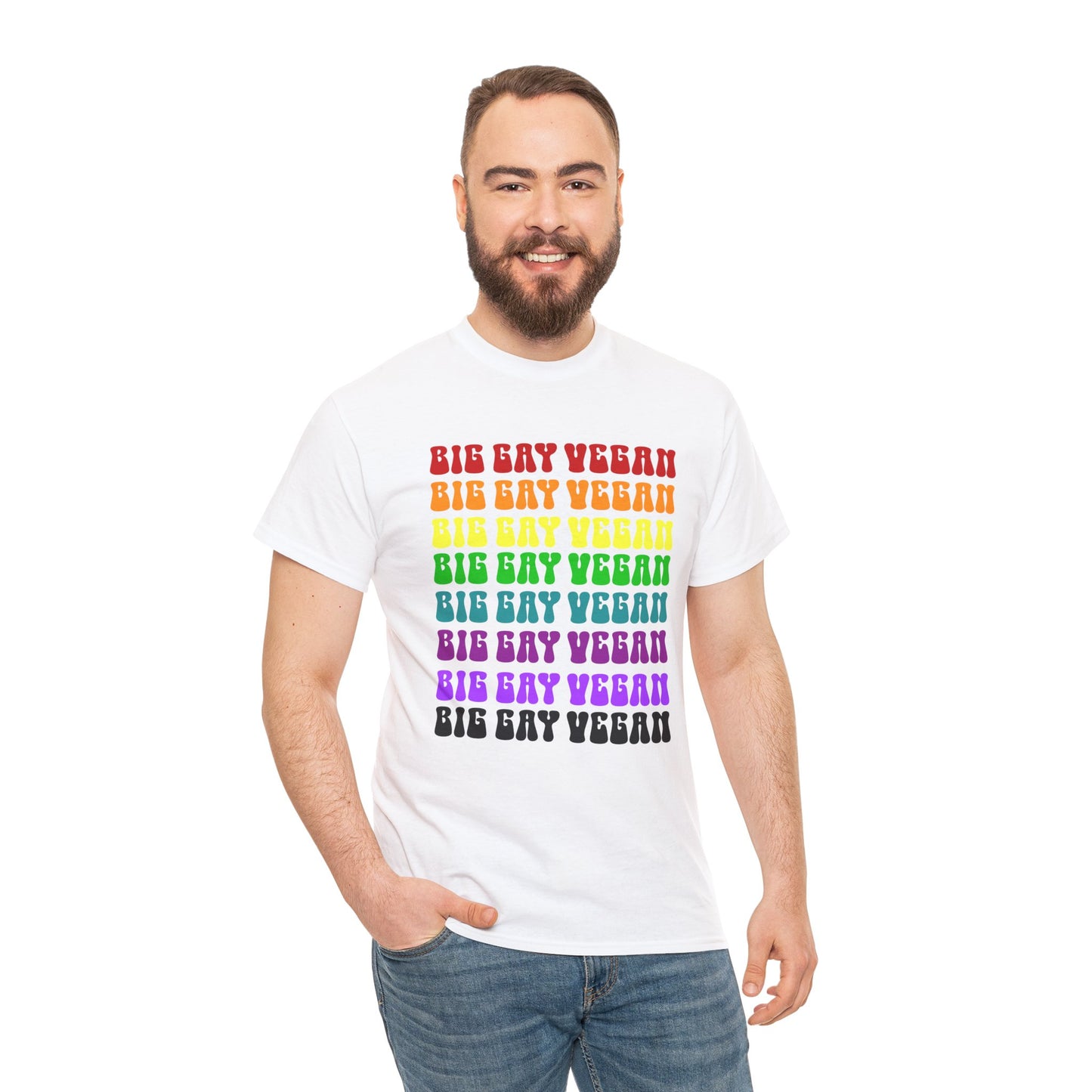 Big Gay Vegan Tee Shirt in White {Unisex}