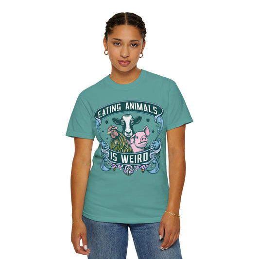 Eating Animals is Weird Vegan T-Shirt in Blues and Greens {Unisex}