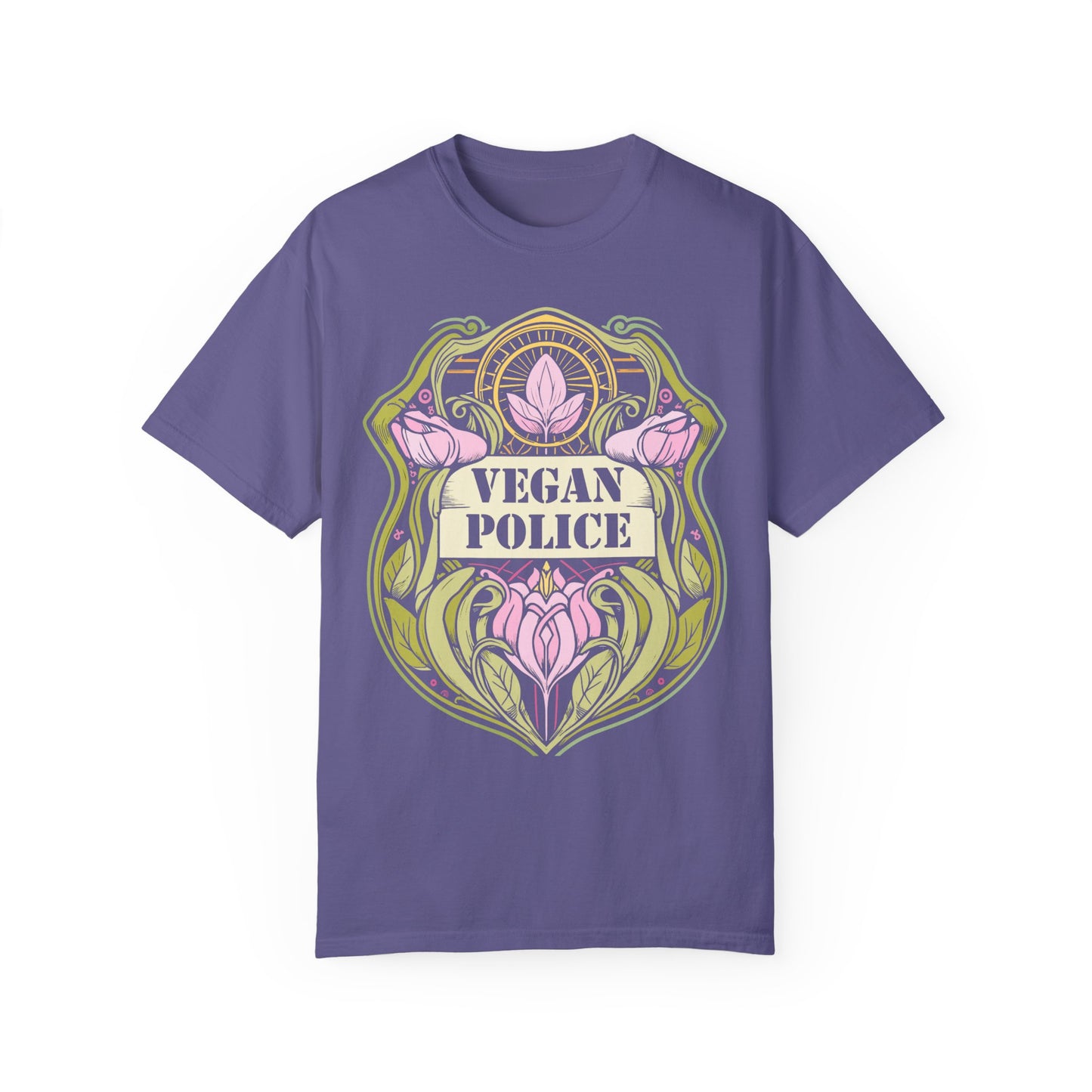 Vegan Police Tee Shirt in Pinks and Purples {Unisex}