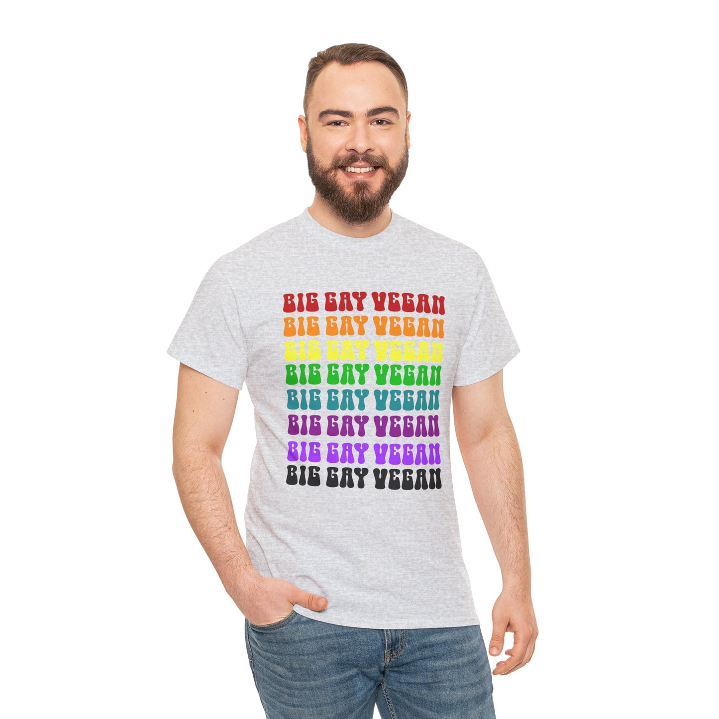 Big Gay Vegan Tee Shirt in Gray {Unisex}