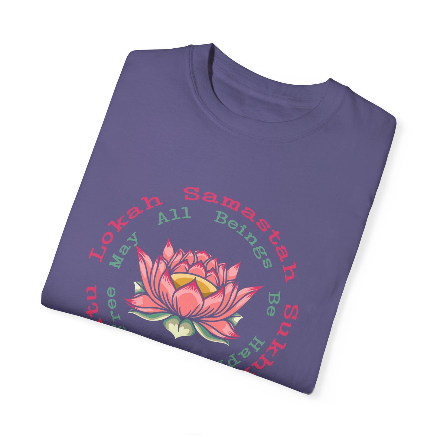Lokah Samastah Sukhino Bhavantu Vegan Tee Shirt in Dark Colors {Unisex}