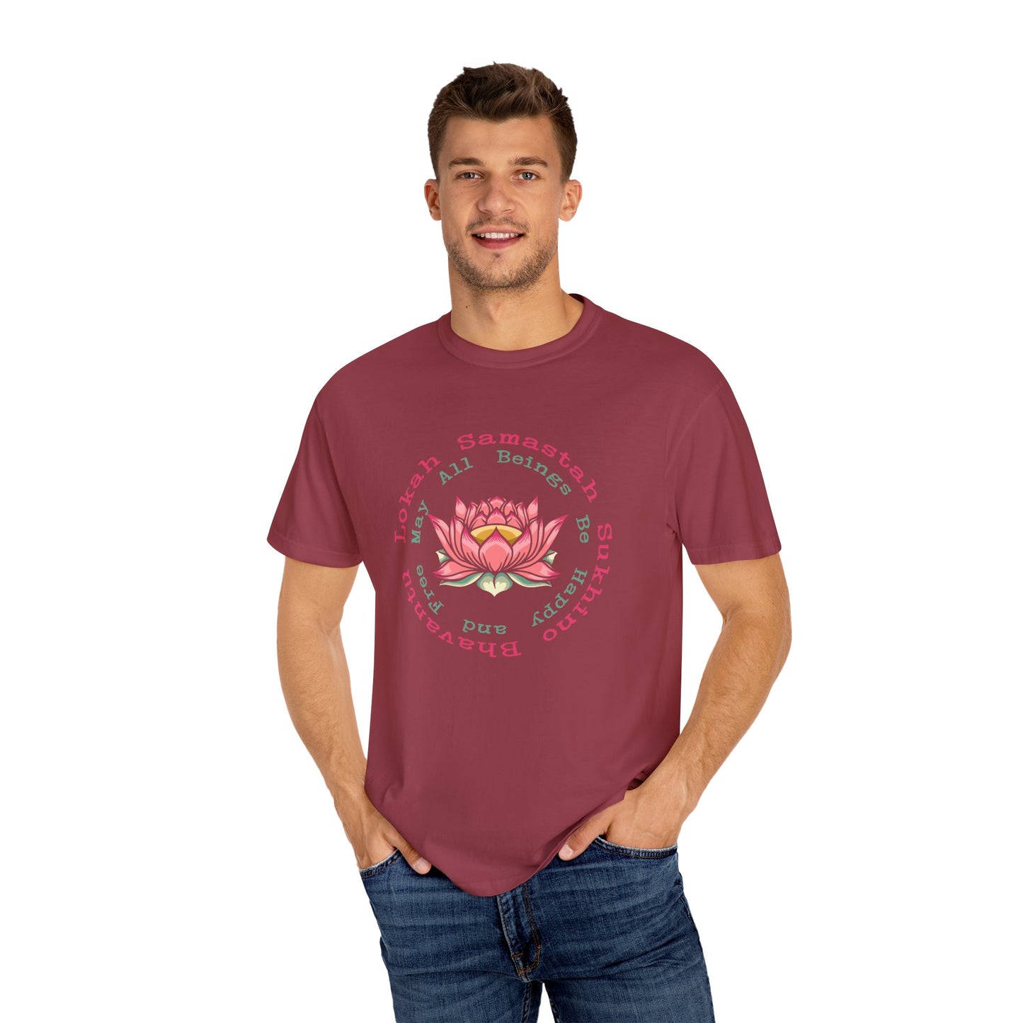 Lokah Samastah Sukhino Bhavantu Vegan Tee Shirt in Dark Colors {Unisex}