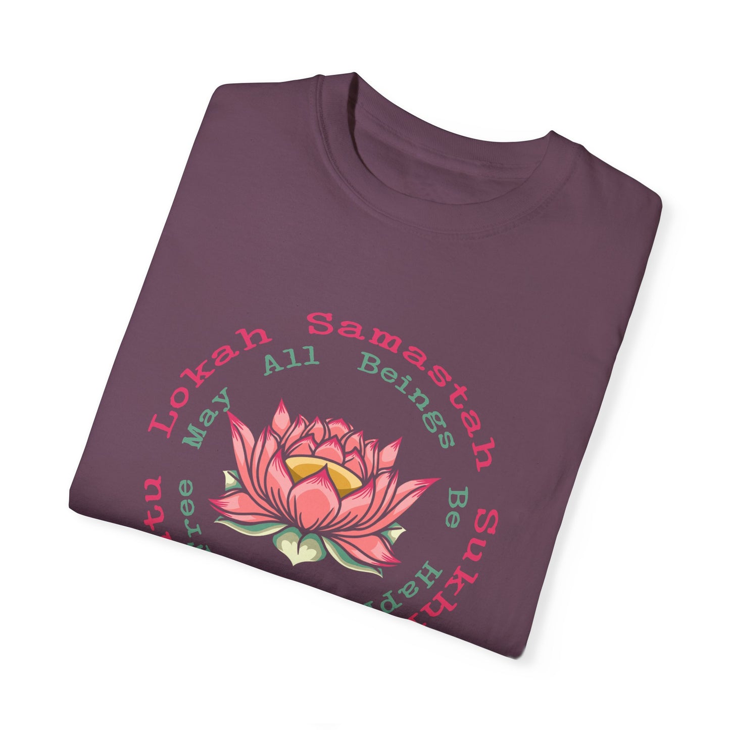 Lokah Samastah Sukhino Bhavantu Vegan Tee Shirt in Dark Colors {Unisex}