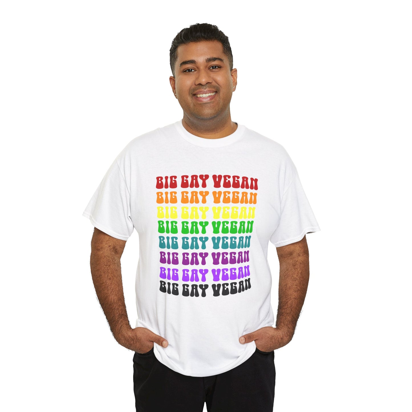 Big Gay Vegan Tee Shirt in White {Unisex}
