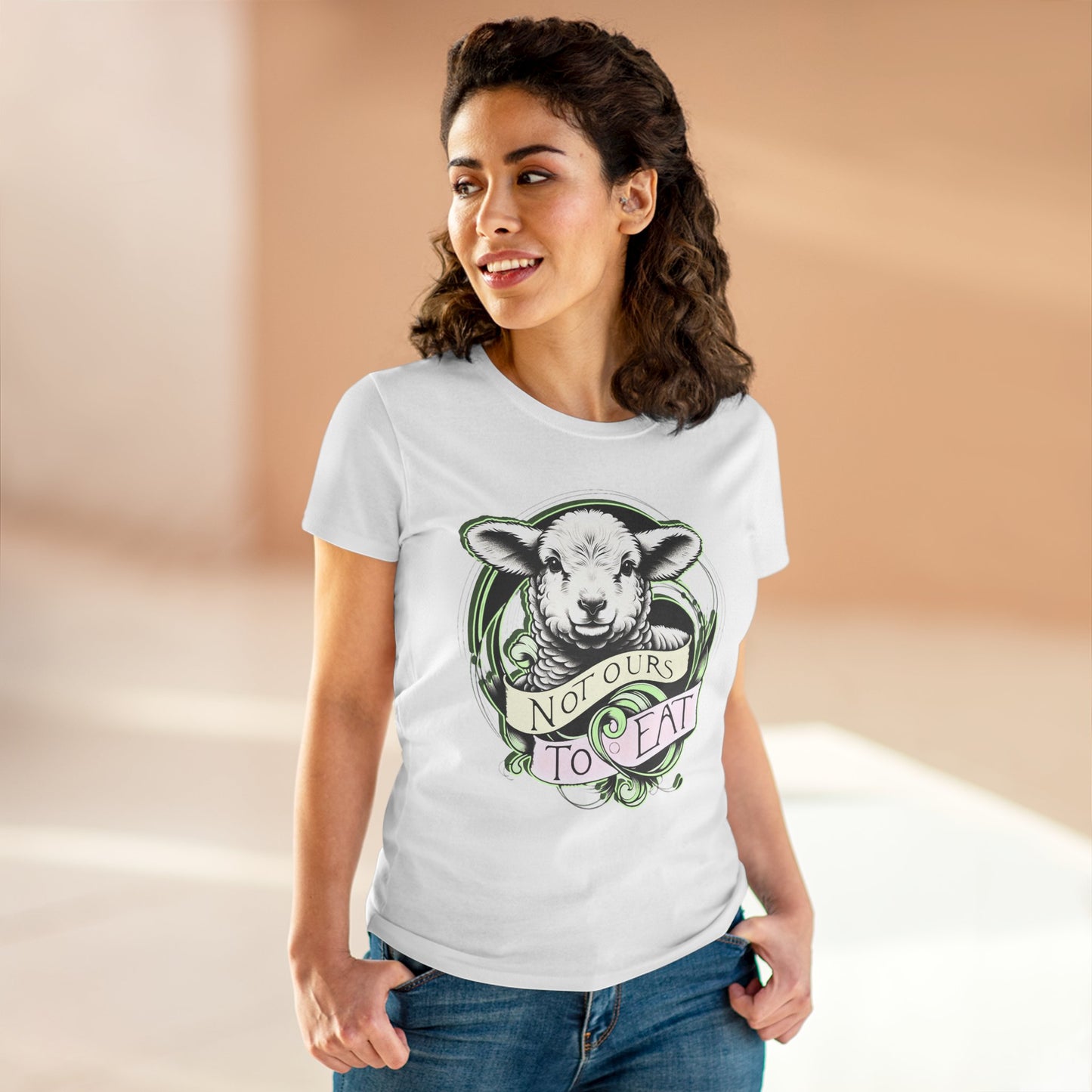 Not Ours to Eat Lamb Tee Shirt in White {Women's}