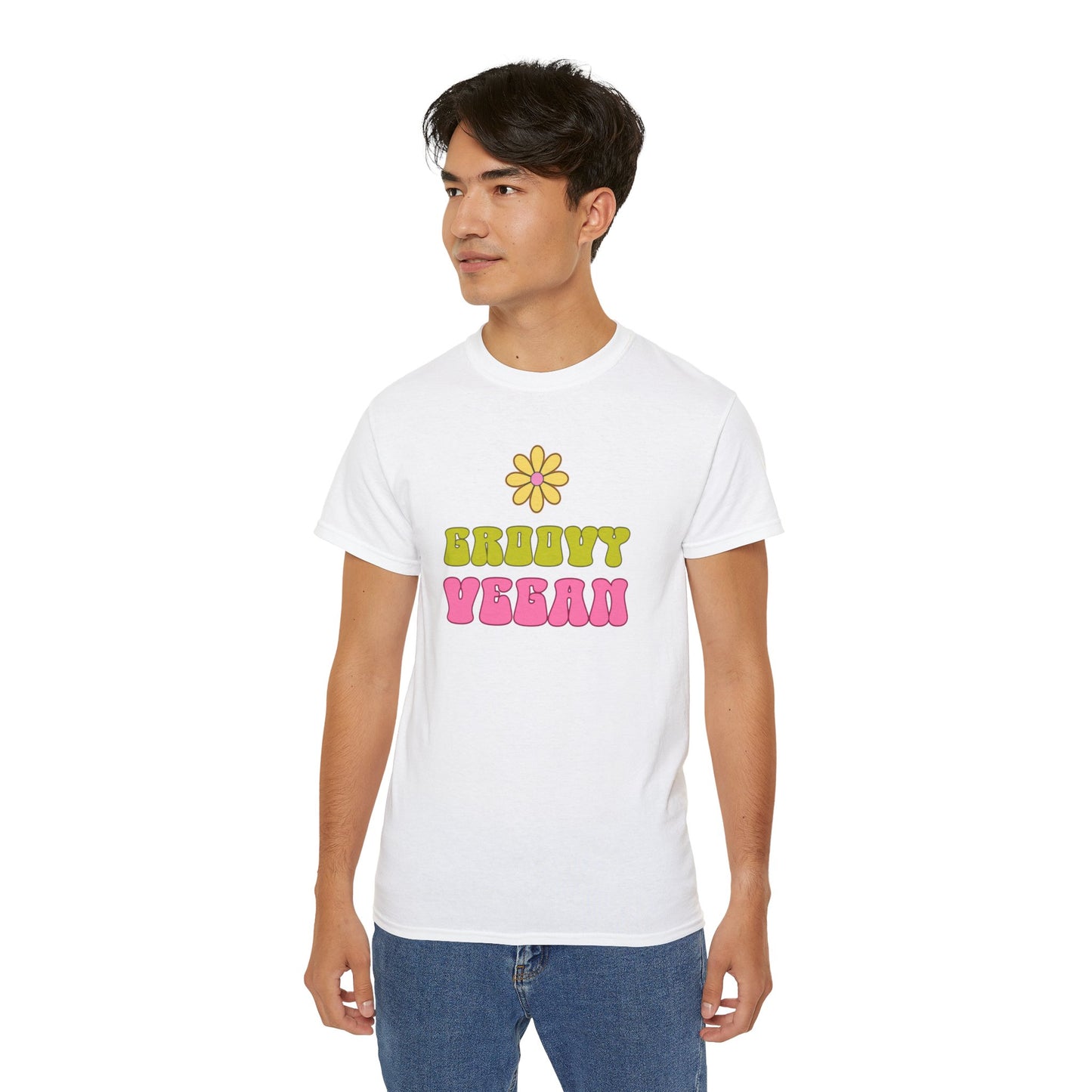 Groovy Vegan T-Shirt {White, Unisex}