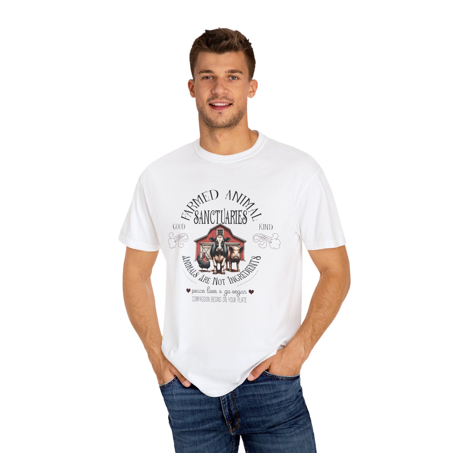 Farmed Animal Sanctuaries Vegan Tee Shirt in Light Colors {Unisex}