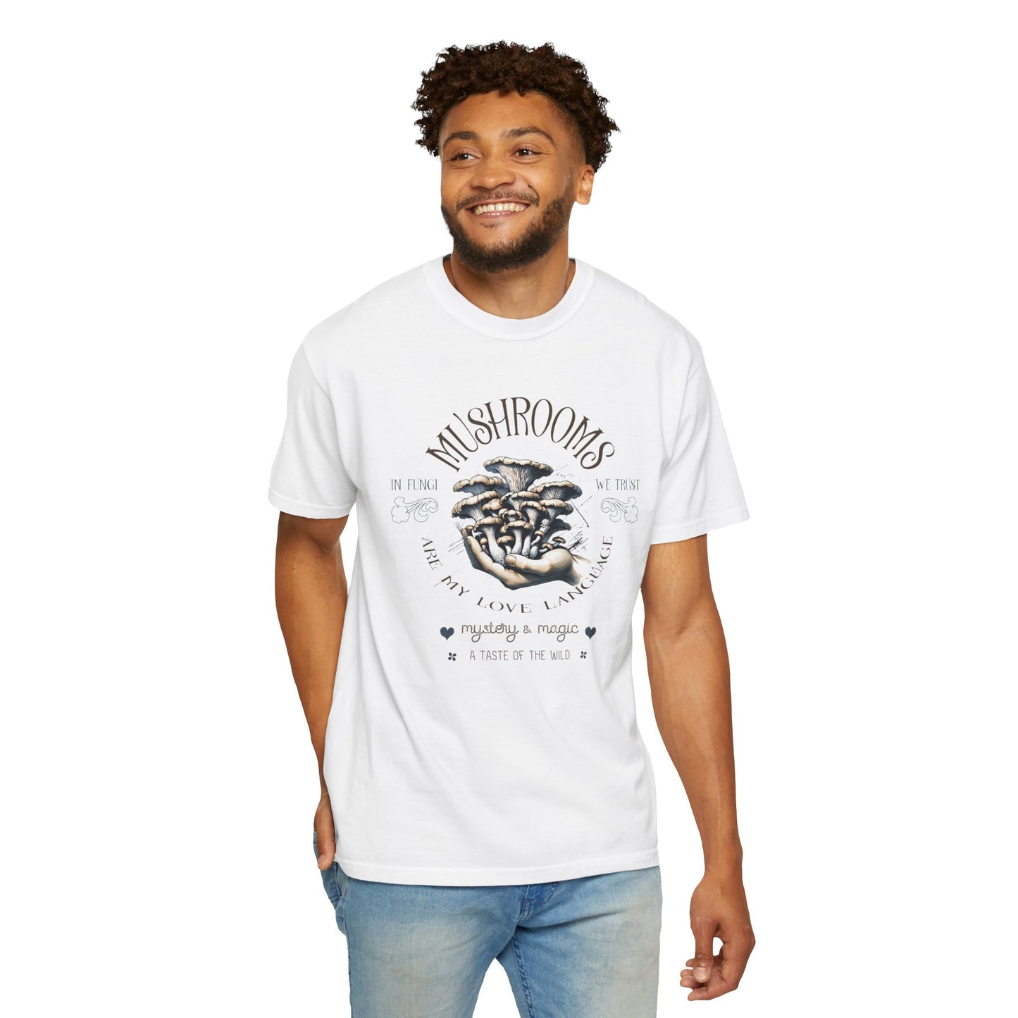 Mushrooms are My Love Language Vegan Tee Shirt in Light Colors {Unisex}