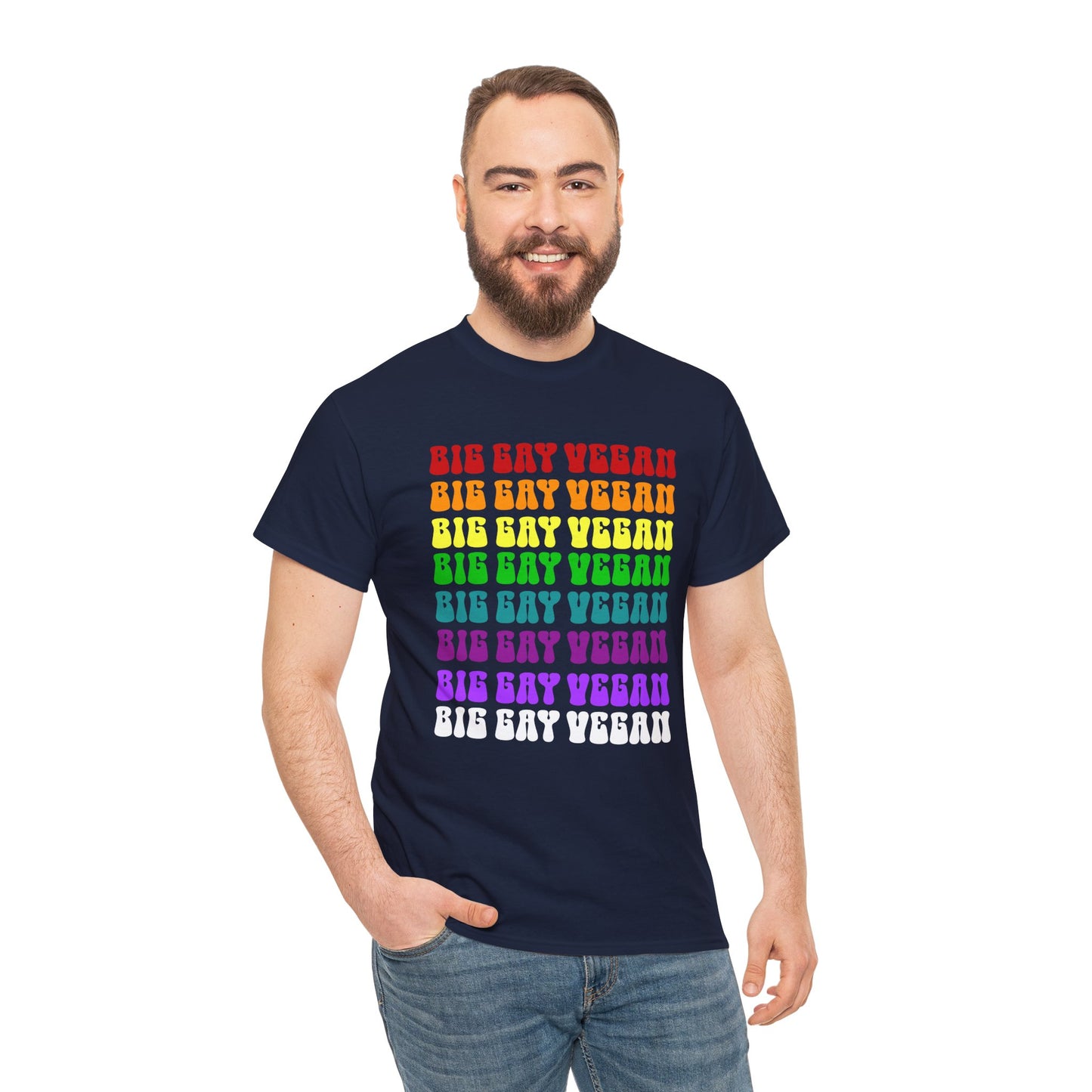 Big Gay Vegan Tee Shirt in Navy {Unisex}