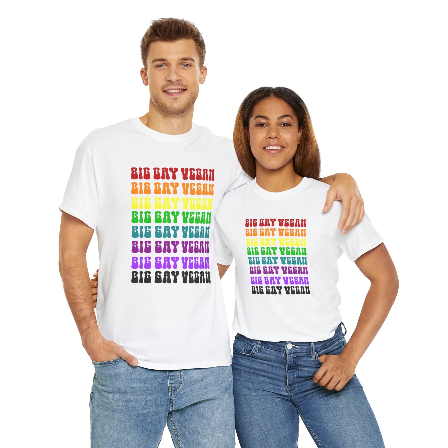 Big Gay Vegan Tee Shirt in White {Unisex}