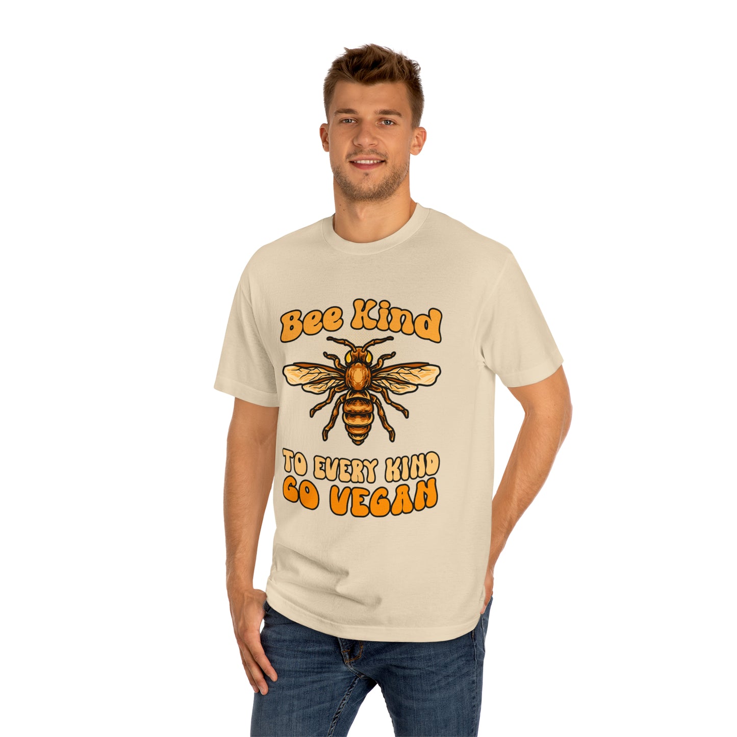 Bee Kind to Every Kind Go Vegan T-Shirt in Sand or Black {Unisex, Men's}