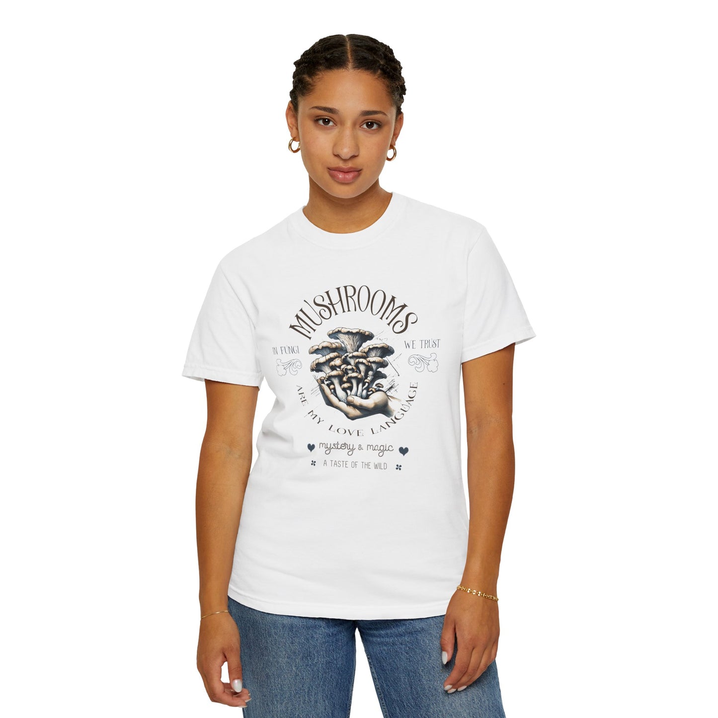 Mushrooms are My Love Language Vegan Tee Shirt in Light Colors {Unisex}