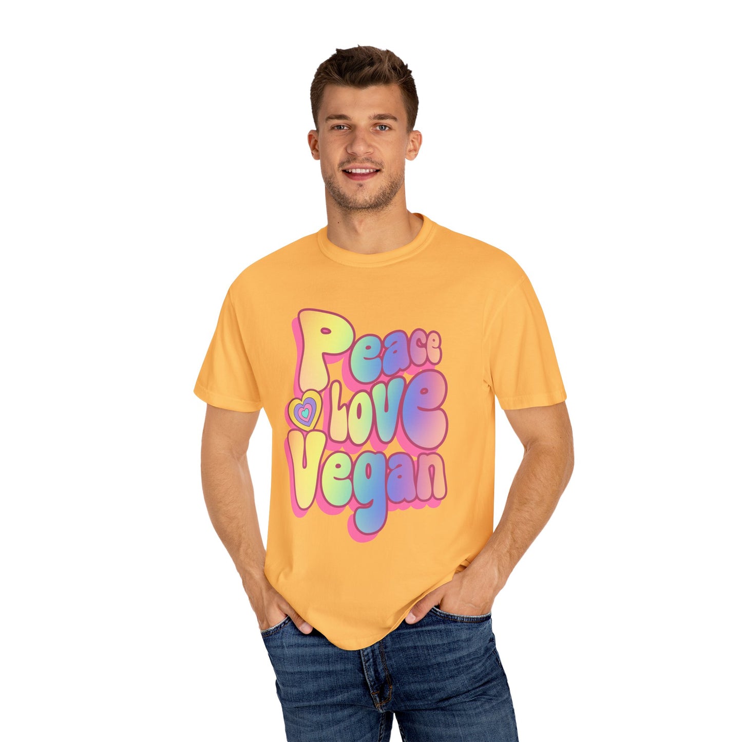 Peace Love Vegan Garment-Dyed Cotton T-shirt {Unisex}