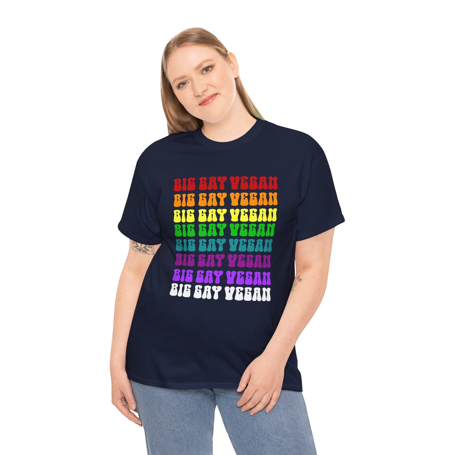 Big Gay Vegan Tee Shirt in Navy {Unisex}