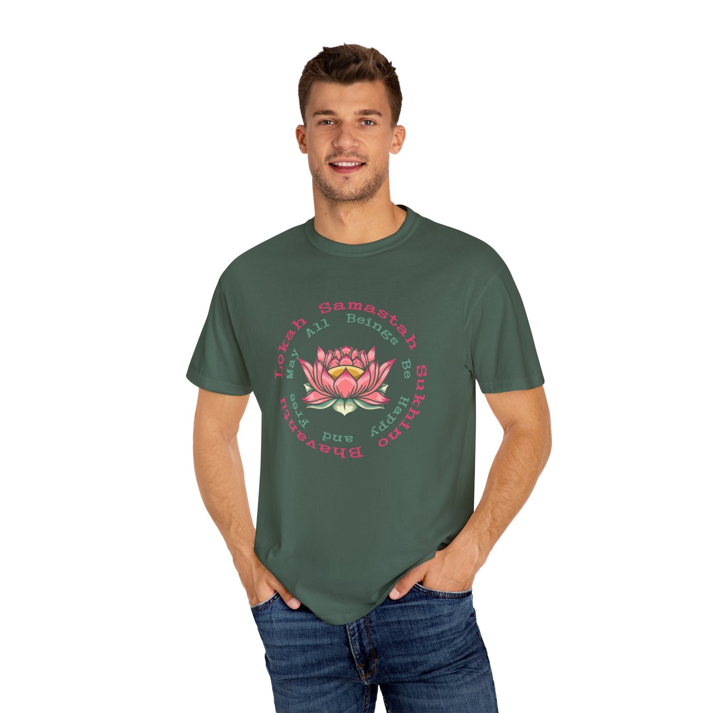 Lokah Samastah Sukhino Bhavantu Vegan Tee Shirt in Dark Colors {Unisex}