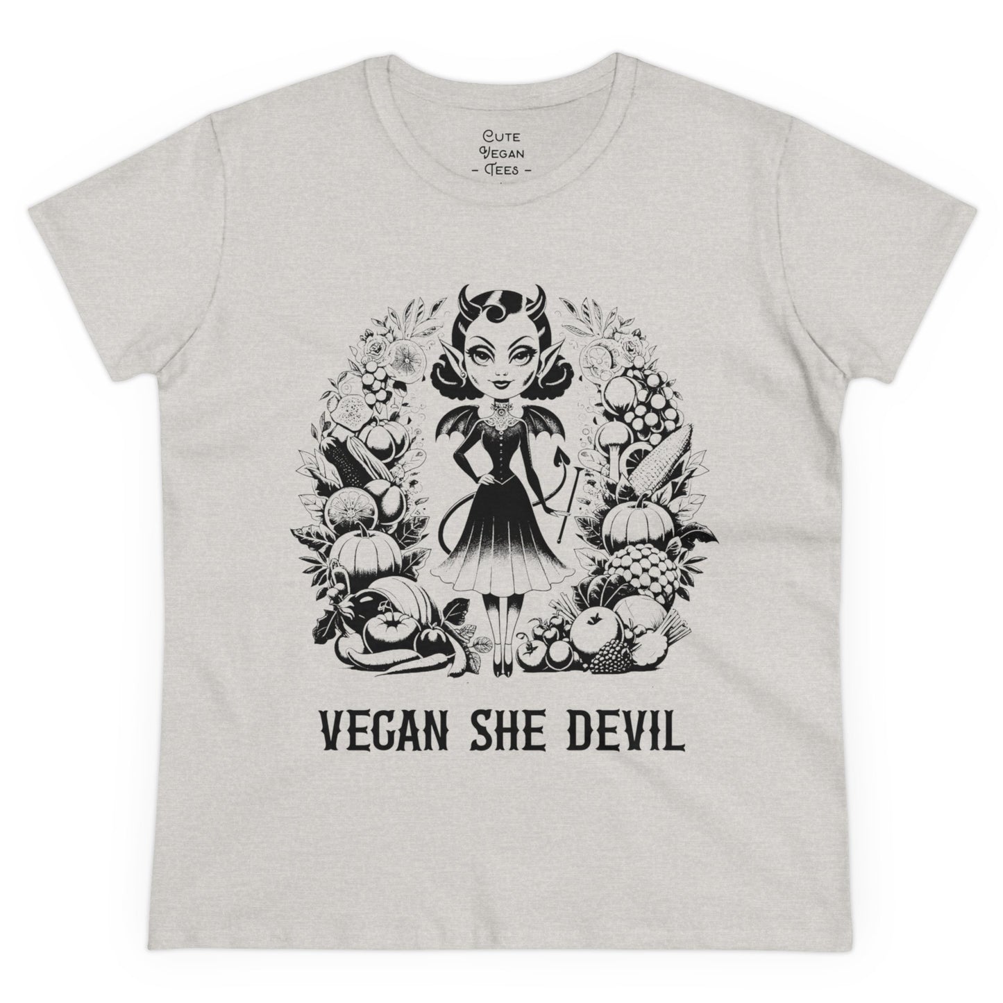 Vegan She Devil T-Shirt in White or Ash {Women's}