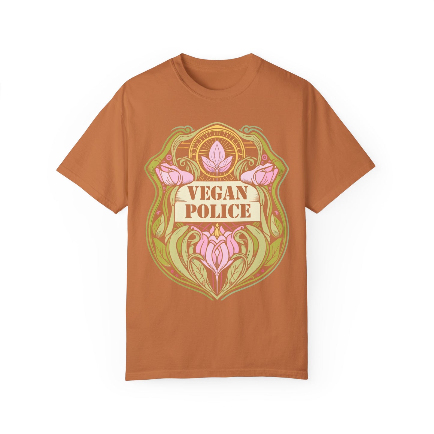Vegan Police Tee Shirt in Pinks and Purples {Unisex}