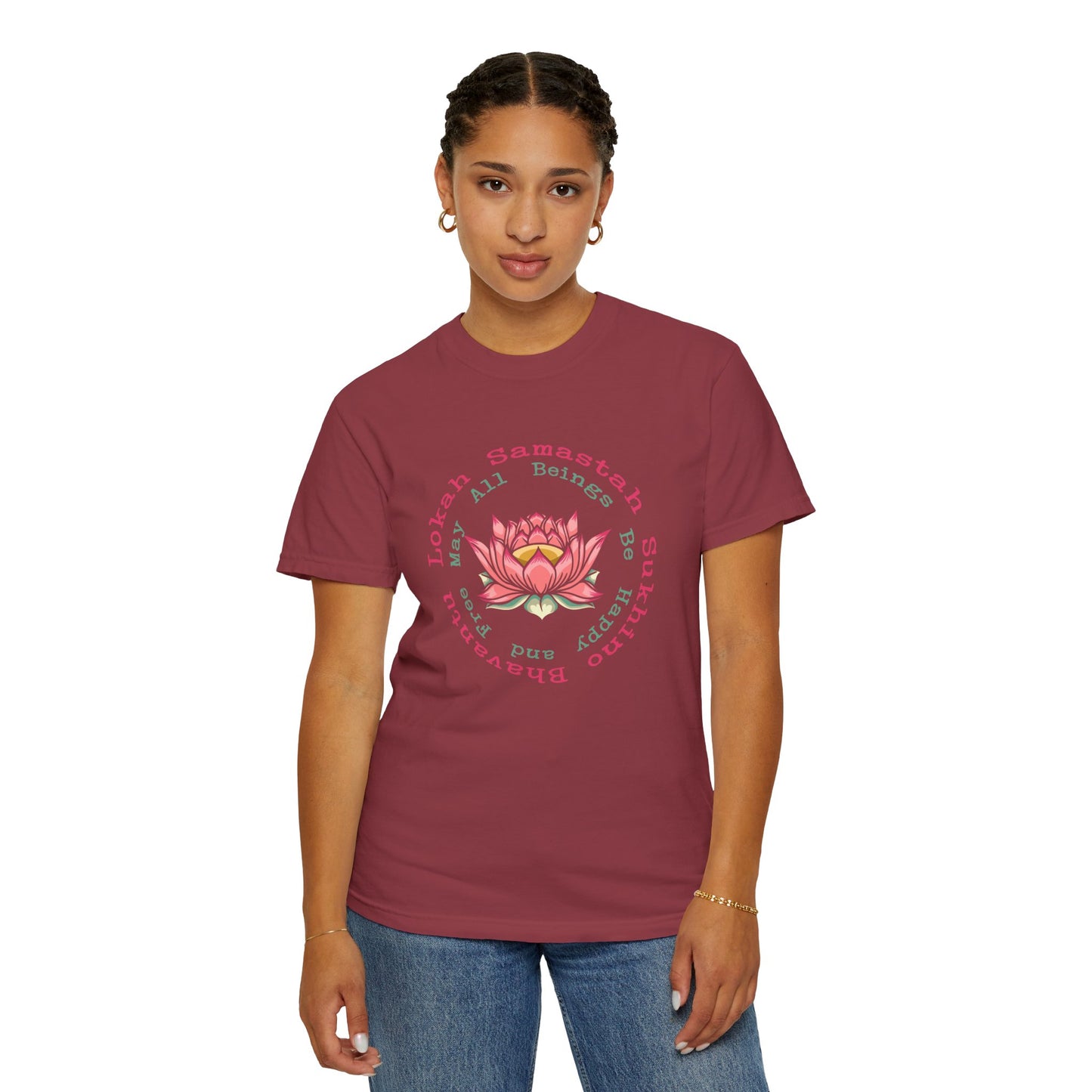 Lokah Samastah Sukhino Bhavantu Vegan Tee Shirt in Dark Colors {Unisex}