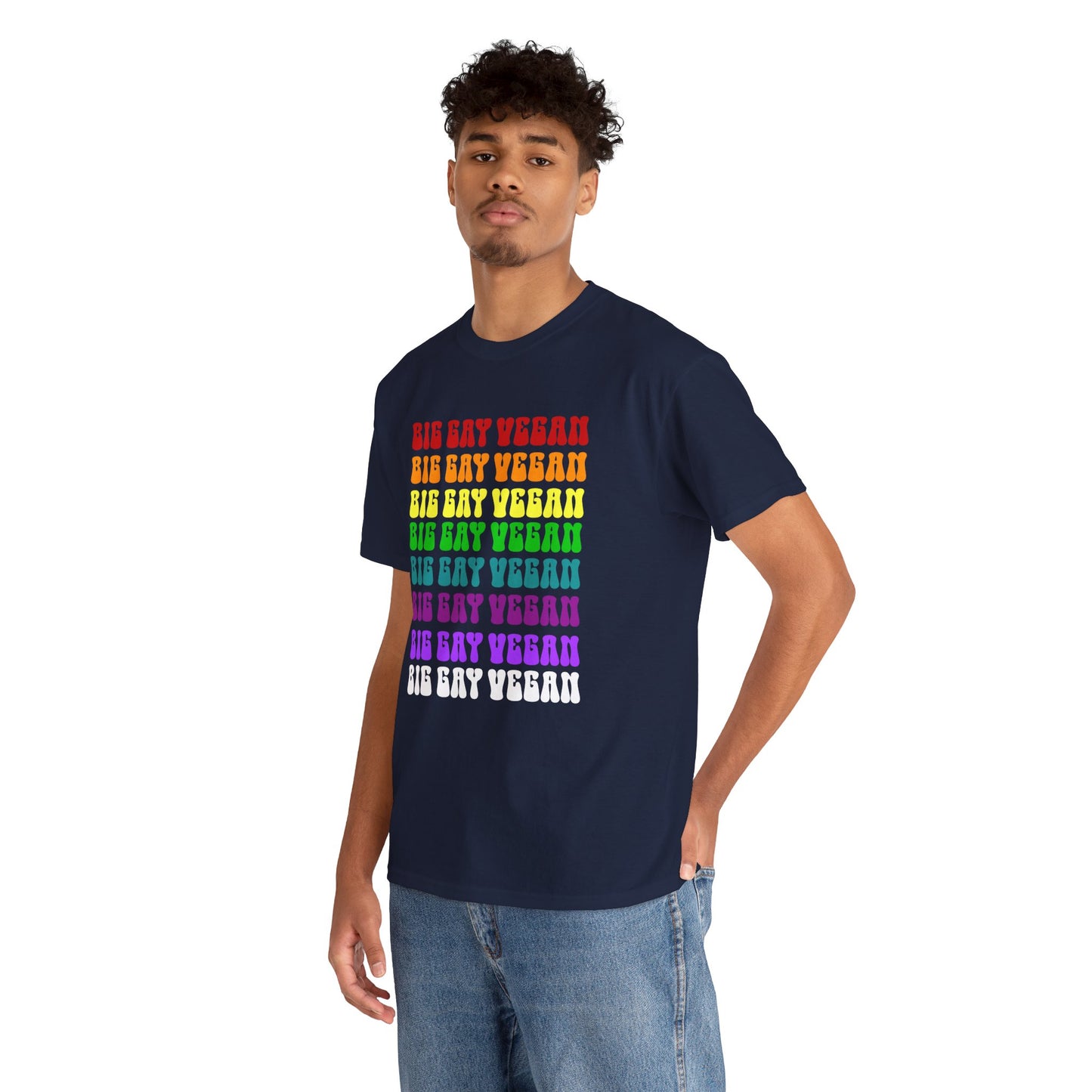 Big Gay Vegan Tee Shirt in Navy {Unisex}