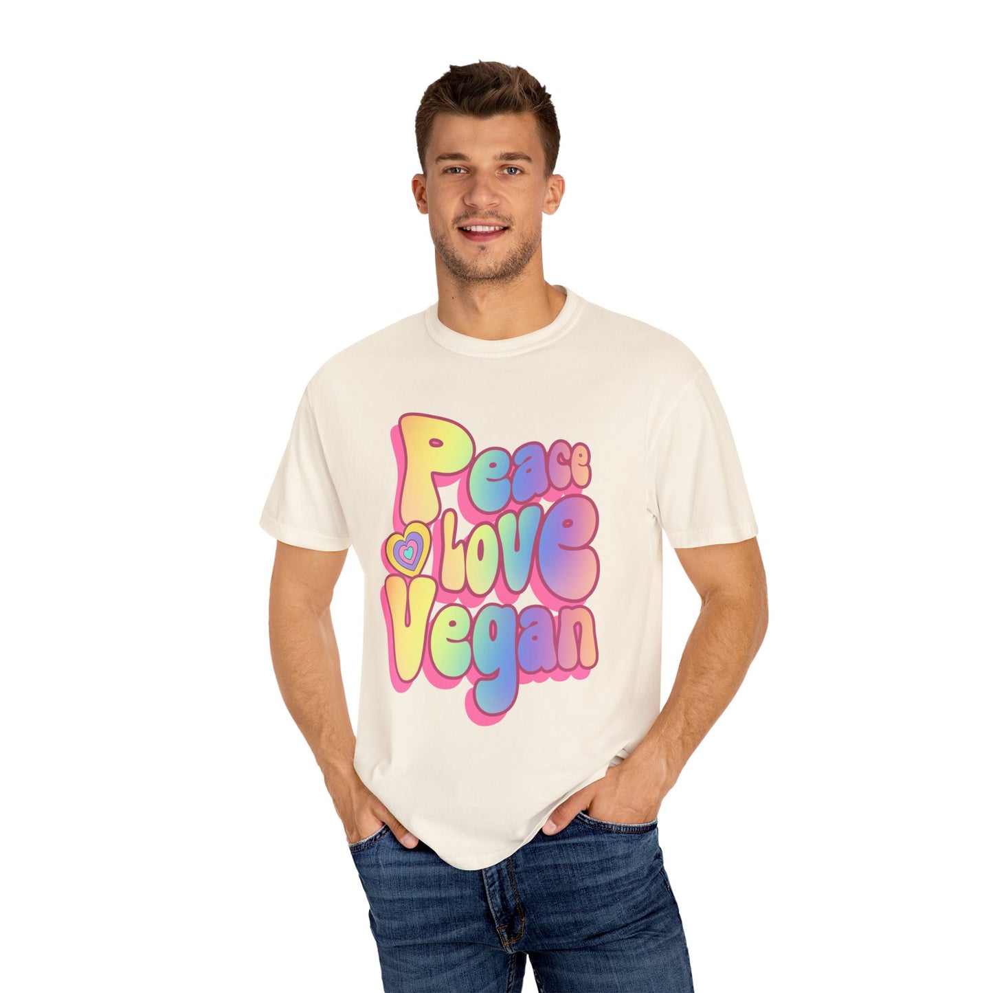 Peace Love Vegan Garment-Dyed Cotton T-shirt {Unisex}