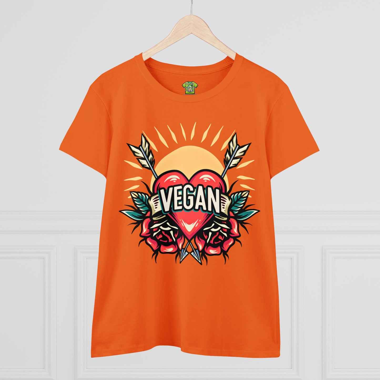 Hearts and Arrows Cotton Tee Shirt in Orange {Women's}