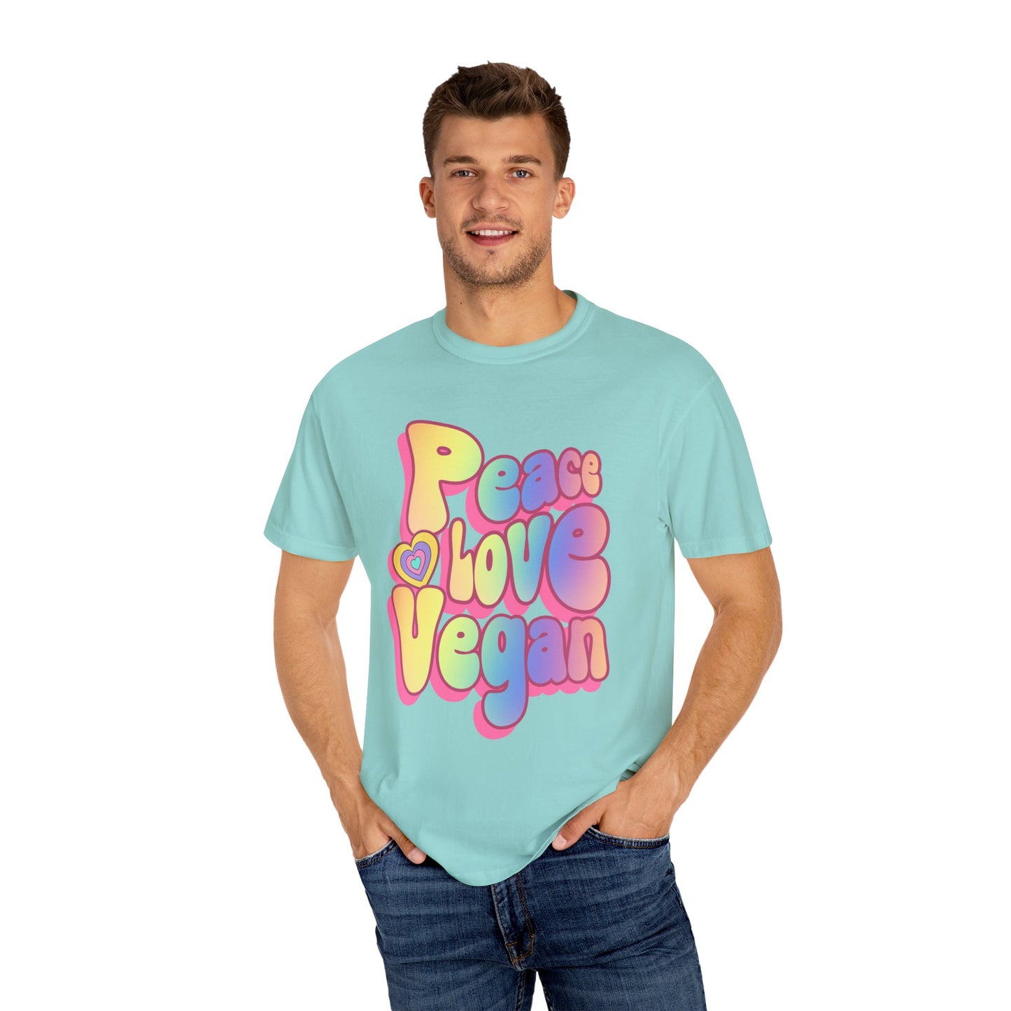 Peace Love Vegan Garment-Dyed Cotton T-shirt {Unisex}