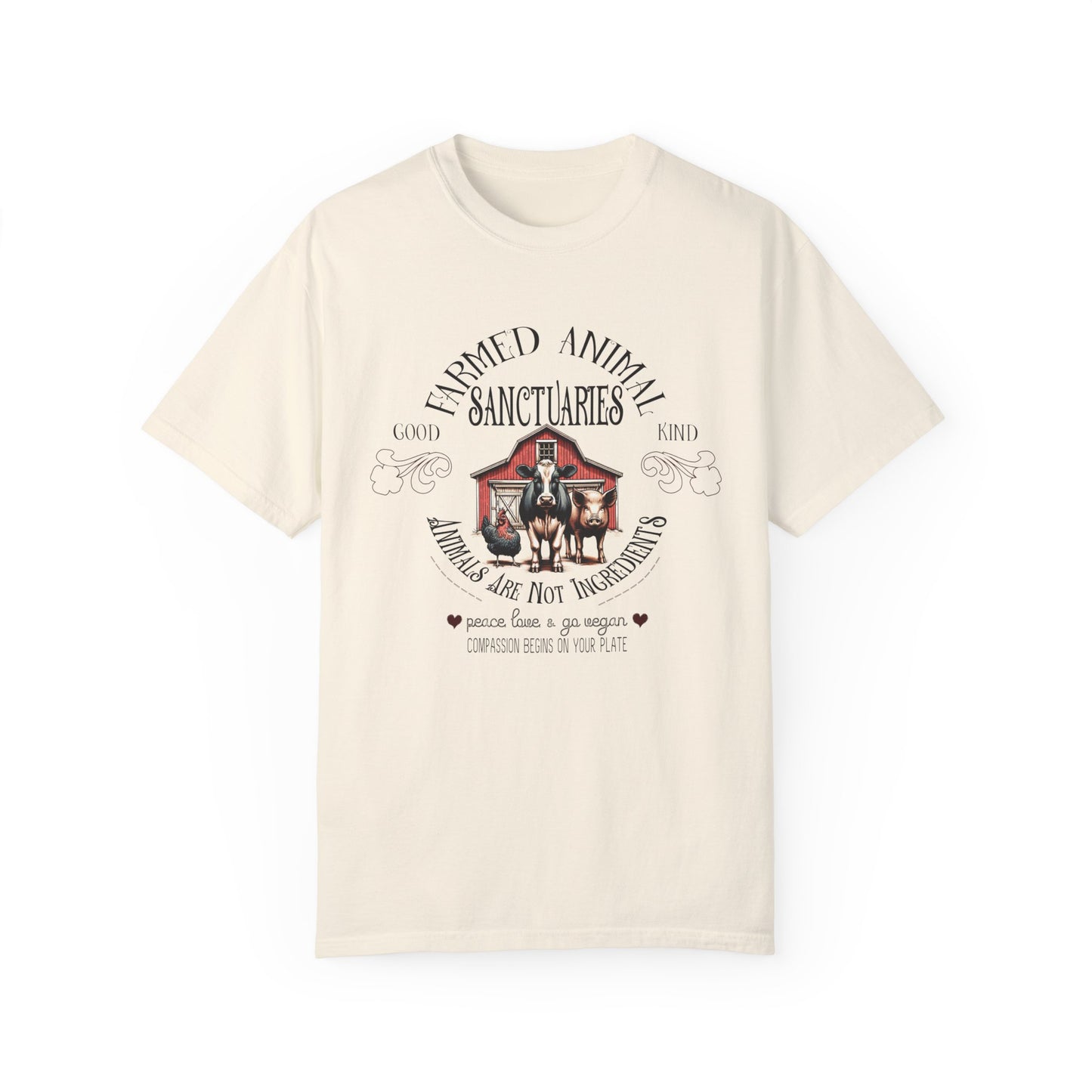 Farmed Animal Sanctuaries Vegan Tee Shirt in Light Colors {Unisex}