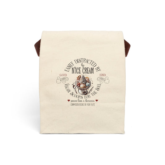 Easily Distracted by N'Ice Cream Canvas Lunch Bag With Strap