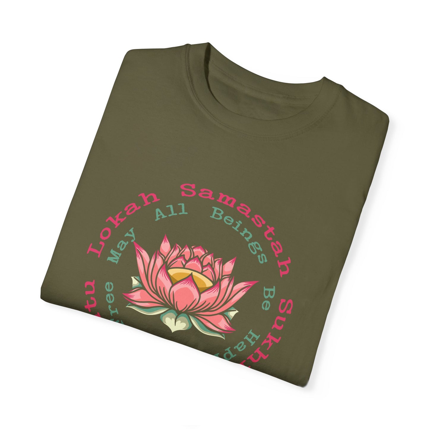 Lokah Samastah Sukhino Bhavantu Vegan Tee Shirt in Dark Colors {Unisex}
