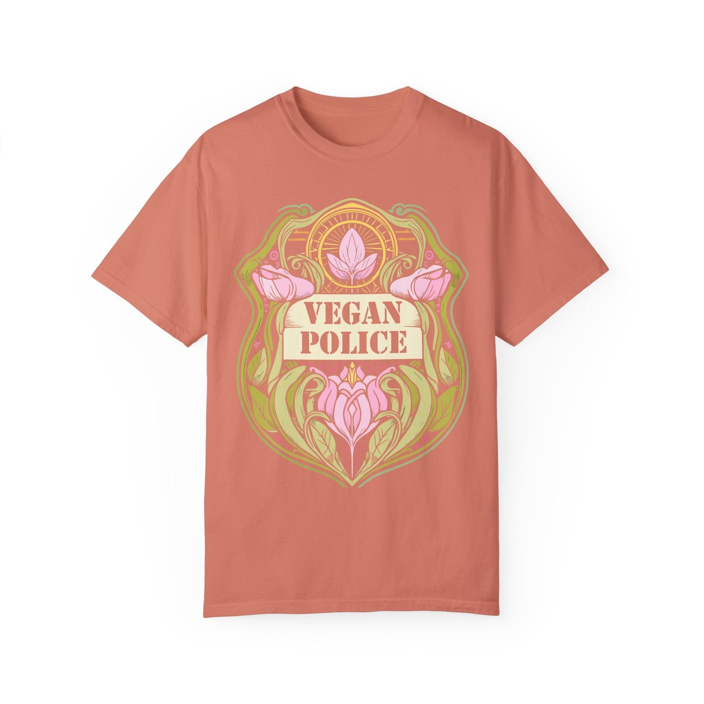 Vegan Police Tee Shirt in Pinks and Purples {Unisex}