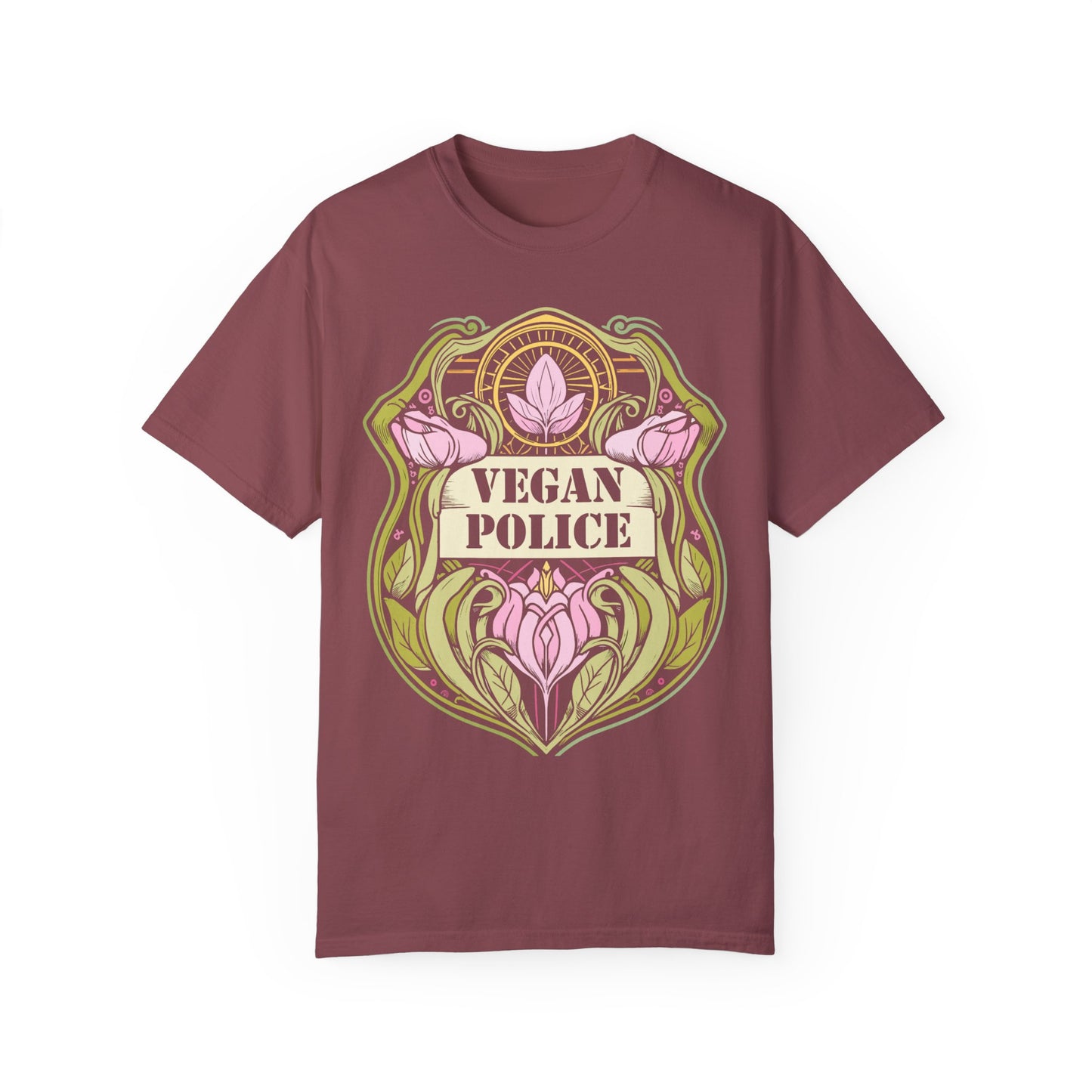 Vegan Police Tee Shirt in Pinks and Purples {Unisex}